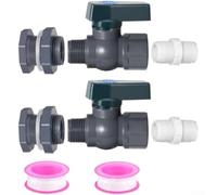 Adaptador de manguera de jardín de PVC de 3/4 pulgadas para tanques de recogida de agua de lluvia, piscinas y sistemas de riego al aire libre, gris, roscado, resistente a la corrosión (2 piezas)