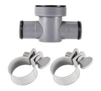 Adaptador de manguera de piscina con junta en T de 1.5 a 1.25 pulgadas con juntas tóricas y abrazaderas para reemplazo del adaptador de manguera de filtración de piscina