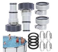 Adaptador de manguera para bomba de piscina - piezas de conexión para tuberías, con abrazadera y arandela, adaptador compatible 3,8 cm y 3,2 cm - para conexión de filtración de riego