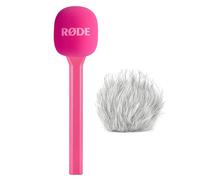 Adaptador de mano RØDE Interview GO para módulos de transmisión inalámbricos rosa con protector para el viento de pelo keepdrum