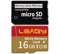 Adaptador de memoria PSP con tarjeta Micro SD de 16 GB, Micro SD/SDHC/SDXC a Memory Stick PRO Duo MagicGate Card compatible con PlayStation Portable, cámara, Handycam, teléfono celular y PSP 1000/2000