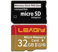 Adaptador de memoria PSP con tarjeta Micro SD de 32 GB, Micro SD/SDHC/SDXC a Memory Stick PRO Duo MagicGate Card compatible con PlayStation Portable, cámara, Handycam, teléfono celular y PSP 1000/2000
