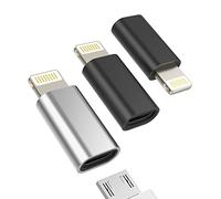 Adaptador de Micro USB a Lightning Toma (3 Pack) Cables Jack Accesorios para iPhone 14 13 12 11 Pro Max 7 8 Plus X SE XS Para iPad Air Mini Micro USB Hembra Cable para Apple Macho Enchufe Convertidor