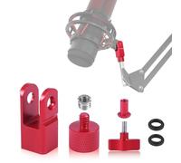 Adaptador de Montaje de Micrófono de Metal, Incluye Adaptador de Tornillo de 3/8" o 1/4" para Soporte de Micrófono Hyperx Quadcast y Accesorio de Repuesto de Brazo Articulado (Rojo)