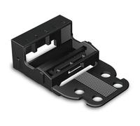 Adaptador de montaje para terminales de 5 conductores serie 221 - 4 mm² con pie de bloqueo para montaje en posición horizontal. Color negro.