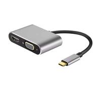 Adaptador De Pantalla Múltiple USB C - Convertidor De Vídeo DVI VGA Macho A Hembra, Concentrador Portátil | Conector D Monitor HDTV para Ordenador Portátil, Oficina, Presentaciones, Estaciones Tra
