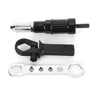 Adaptador de pistola remachadora eléctrica de acero de aleación negra con 4 cabezales de remache y llave de mango para taladro eléctrico