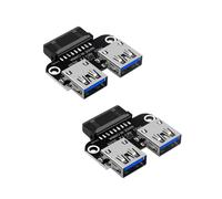 Adaptador de placa base USB 3.0 de 2 piezas, convertidor adaptador de encabezado interno USB 3.0 de 19 y 20 pines hembra a USB 3.0 A hembra dual