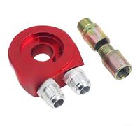 Adaptador de placa sándwich de filtro de aceite de motor en aleación de aluminio de alta resistencia con diseño de doble puerto para medidor de presión de aceite y sensor, compatible con (YB002 rojo)