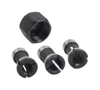 Adaptador de portabrocas para máquina de grabado, uso en enrutador, M17, diseño de tuerca de 1 mm, se adapta a 6 tamaños de pinza de 6,35 y 8 mm, mecanizado de precisión (4 piezas)