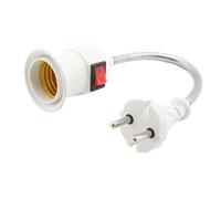 Adaptador de Portalámparas Casquillo E27, Cuello de Cisne Flexible 360°, con Interruptor, Base Enchufe Europeo 51CH99
