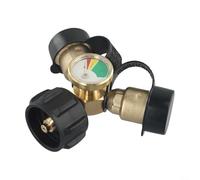 Adaptador de propano bidireccional con medidor para conectar reguladores dobles a tanques North 5 de 100 libras para necesidades de parrilla y calefacción al aire libre