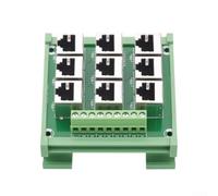 Adaptador de puerto Ethernet RJ45 8P8C Bloque de terminales de 9 vías para montaje en riel DIN, verde 81 x 87 x 42 mm, conector de cableado de terminal de tornillo para paneles de control industriales