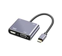 Adaptador de puerto USB | Divisor tipo C a VGA USB 3.0 | Estación de acoplamiento 4 en 1 | Hub convertidor multipuerto de diseño compacto | Conector de visualización de carga PD para el hogar, trabajo