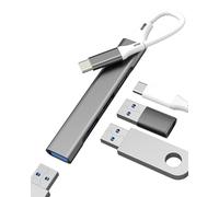 Adaptador de puerto USB tipo C (4 en 1) para Apple MacBook para iPhone 16 y 15, cable de carga, multipuerto, portátil 3.0, dongle para iPad Air Mini Thunderbolt Splitter, estación de acoplamiento