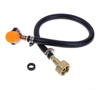 Adaptador de recarga de gas a prueba de fugas con manguera de goma de 50 cm, tubo convertidor de cilindro de metal para camping, senderismo, recarga de tanque al aire libre, color negro