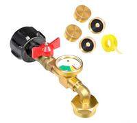 Adaptador de recarga de propano de 20 libras a 1 libra, convertidor de tanque de latón de 90 grados con válvula de control y medidor de brillo, herramienta de llenado de cilindro para combustible de