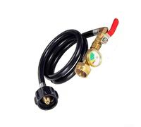 Adaptador de recarga de propano de latón con válvula ON OFF y manómetro para transferir propano de tanque de 40 libras a cilindro de 1 libra para cocinar al aire libre (6 pies)
