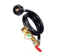 Adaptador de recarga de propano, manguera de latón con manómetro y válvula para tanques de libras de cilindro de 20 libras, para QCC1 compatible con parrillas de camping, 6 pies (9 pies)