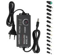 Adaptador de red ajustable, adaptador de fuente de alimentación ajustable de 3 V-24 V, 3 A, 72 W, adaptador de fuente de alimentación AC/DC, 100 V-240 V CA a CC con 14 puntas adaptador enchufe y cable