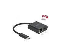 Adaptador de red - DELOCK - USB-C 3.2 Gen 1 - Gigabit Ethernet - Alimentación USB-C - Negro