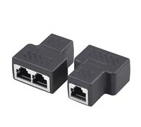 Adaptador de red divisor de cable Ethernet RJ45, 1 hembra a 2 hembras LAN Ethernet LAN, cable divisor de extensión de red LAN para Cat 5, Cat5e, Cat 6, negro, 1 paquete