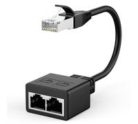 Adaptador de red Ethernet RJ45 de 1 a 2 puertos, adaptador lezaface E-thernet S-plitter 1 macho a 2 hembra LAN E-thernet S-plitter adaptador adecuado para Super Cat5, Cat5e, Cat6, Cat7