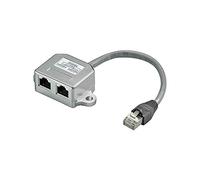 Adaptador de red Goobay (conector Ethernet e ISDN RJ45 de categoría 5 a 2 conectores RJ45) plateado