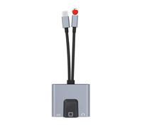 Adaptador de Red LAN Ethernet Tipo C a RJ45, USB C a 3,5mm, estación de Acoplamiento de Carga rápida PD for Ordenador portátil, teléfono y Tableta(Two Cables)