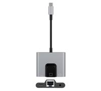 Adaptador De Red Tipo C USB - Convertidor Gigabit LAN De Alto Rendimiento Función De Carga Integrada, Toma De Audio Soporte De Teléfono, Estructura Ligera, Portátil Y Solución De