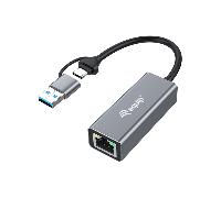 Equip Adaptador USB-C a Ethernet 133495 2,5 GbE (USB-C/USB-A) Aluminio gris