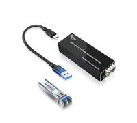 Adaptador de red USB C a fibra, USB 3.0 tipo C a tarjeta de red Gigabit SFP 100/1000base-X, equipado con un módulo de fibra doble de modo único de 1.25G, transmisión de 20 km