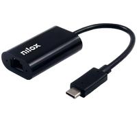 Adaptador de Red USB-C para RJ45 Gigabit Ethernet (Negro) - NILOX