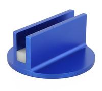 Adaptador de riel magnético ranurado para marco de soldadura con cuerpo de aluminio billet azul e inserto de nailon suave para elevación segura del vehículo, diámetro de base de 3 pulgadas compatible