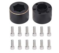 Adaptador de rueda hexagonal ampliado Adaptador de llanta resistente de latón negro para Axial SCX10 Capra VS4 10 GEN8 1/10 RC Crawler 2 piezas 1,9 2,2 pulgadas 12 mm (15 mm)