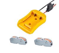 Adaptador de rueda motriz para terminales de cable de batería de iones de litio Dewalt 14,4 V/18 V/20 V, puerto CC y lámpara de trabajo LED, doble cargador USB, conector de alimentación (C)