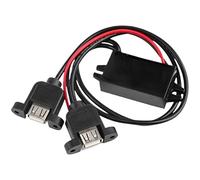 Adaptador de salida de fuente de alimentación mini USB de 12 V 24 V a 5 V 3 A, protección automática de bajo calor, convertidor de corriente CC para coche (USB dual con oreja)