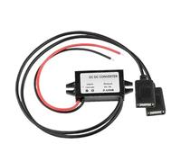 Adaptador de salida de fuente de alimentación reductora de voltaje de 12 V/24 V a 5 V, 3 A y 15 W con protección inversa, convertidor de corriente USB tipo C for coche, 2 unidades(Dual Square USB)