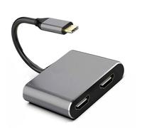 Adaptador de salida de video 4K tipo C a 2 HDTV para laptop, expansión de trabajo múltiple, concentrador USB C a doble HDTV