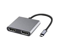 Adaptador de salida de video 4K tipo C a 2 HDTV para laptop, expansión de trabajo múltiple, concentrador USB C a doble HDTV