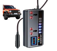 Adaptador de salida para coche, 12 V/24 V a 220 V convertidor, automotive Charger with 3 USB, Portable Air Compressor and Laptop Power Supply, Compact Size, Perfect for Camping, Road Trips