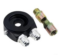 Adaptador de sensor de temperatura y presión de aceite del motor con cuerpo de aleación de aluminio y diseño de doble puerto para vehículo completo para monitoreo de datos del motor (YB002 negro)
