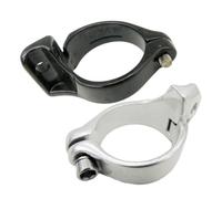 Adaptador de soldadura para desviador delantero de bicicleta, abrazadera de aleación de aluminio para tubo de asiento de 34,9 mm, banda de montaje roja plateada para soporte de palanca de cambios