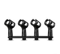 Adaptador de soporte para micrófono múltiple con 4 clips ajustables para configuración de estudio de transmisión de podcast, color negro, 25 cm (4 clips)