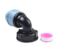 Adaptador de tanque IBC Conector de salida de codo S60x6 a 20 mm 25 mm 32 mm PE Pipe Fitting Válvula divisora de agua de alta presión de plástico para riego de jardín, sistema de agua de lluvia, uso