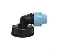 Adaptador de tanque IBC Conector de salida de codo S60x6 a 20 mm 25 mm 32 mm PE Pipe Fitting Válvula divisora de agua de alta presión de plástico para riego de jardín, sistema de agua de lluvia, uso