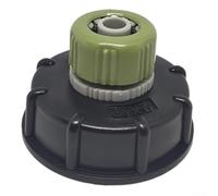 Adaptador de tanque IBC S60 x 6 a /2 pulgadas, conector de manguera de jardín para montaje en tanques de almacenamiento de agua, accesorio de riego de plástico PP, negro/verde