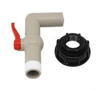 Adaptador de tanque IBC S60x6 con grifo de válvula de bola de pulgada, lluvia de 90 grados para enchufe para almacenamiento de agua de jardín, tapa de espiga de plástico industrial (1 pulgada)