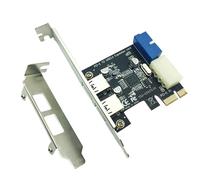 Adaptador de tarjeta de expansión USB 3.0 PCI-E FANTADOOL, externo, con concentrador USB 3.0 de 2 puertos, interno, cabezal de 19 pines, tarjeta