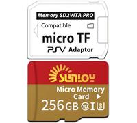 Adaptador de tarjeta de memoria SD2Vita 6.0 PS Vita con tarjeta micro SD de 256 GB, tarjeta de memoria flash microSDXC UHS-I de alta velocidad con adaptador de tarjeta SD PSVita para PSV 1000/2000